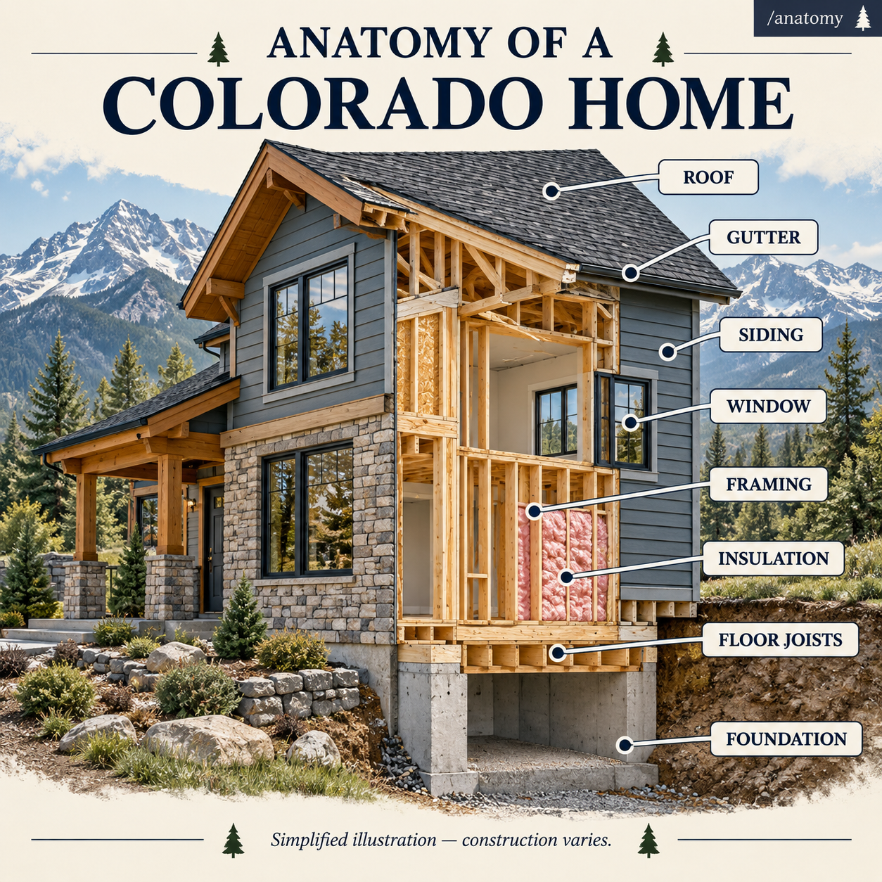 Anatomy of a Colorado home — illustrative concept