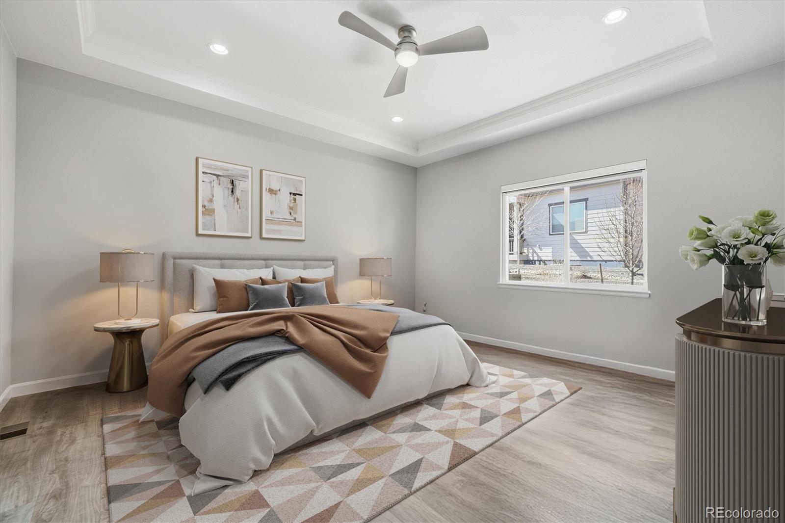 A restful bedroom — virtually staged